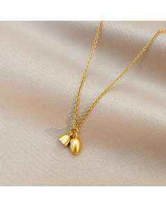 Cute Lotus Pendent Titanium Steel Plating Necklace CA07830545