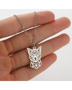 Hollow Out Cat Pendent Titanium Steel Plating Necklace CA07830552