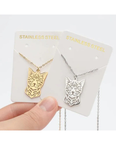 Hollow Out Cat Pendent Titanium Steel Plating Necklace CA07830552