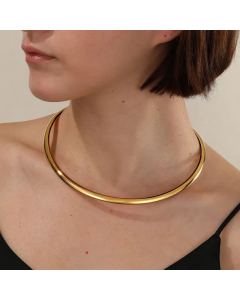 Elegant Vintage Style Fashion Solid Color Plating Choker Stainless Steel Necklace CA07830554