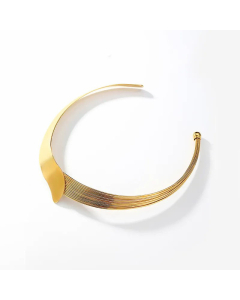 Glam Vintage Style Fashion Lines Plating Choker Stainless Steel Necklace CA07830555