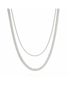 Plain Mutil-Layered Snake Chain Stainless Steel Titanium Steel Plating Necklace CA07830558-Steel Color-01