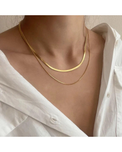 Plan Mutil-Layered Snake Chain Stainless Steel Titanium Steel Plating Necklace CA07830558