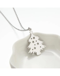 Fashion Christmas Tree Pendant Stainless Steel Plating Necklace CA07830567