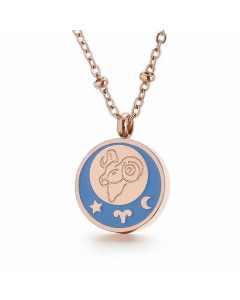 Cute Enamel Round Constellation Pendant Titanium Steel Plating Necklace CA07830569