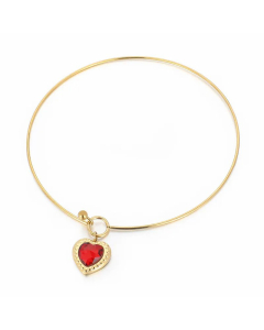 Classic Heart Shape Plating Inlay Artificial Diamond Stainless Steel Necklace CA07830571-Gold Color-01