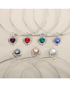 Classic Heart Shape Plating Inlay Artificial Diamond Stainless Steel Necklace CA07830571