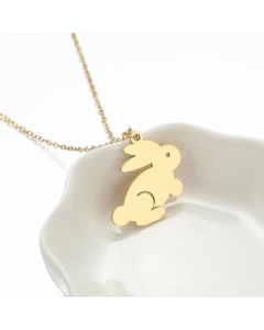 Cute Rabbit Pendant Stainless Steel Titanium Steel Plating Necklace CA07830573