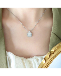 Minimalism Square Pendent Titanium Steel Plating Necklace CA07830579
