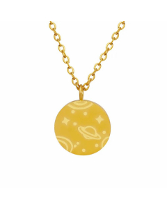 Fashion Round Star Titanium Steel Plating Pendant Necklace CA07830586