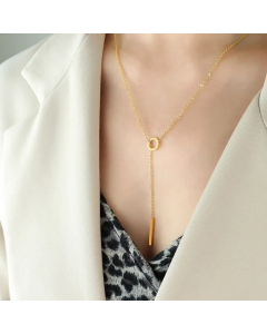 Minimalism Circle Pendent Titanium Steel Plating Necklace CA07830589
