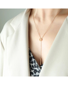 Minimalism Circle Pendent Titanium Steel Plating Necklace CA07830589