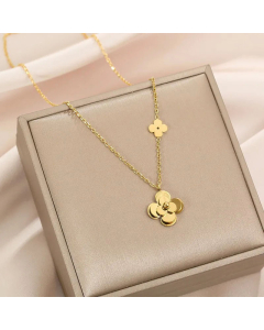 Elegant Flower Pendant Titanium Steel Plating Necklace CA07830601