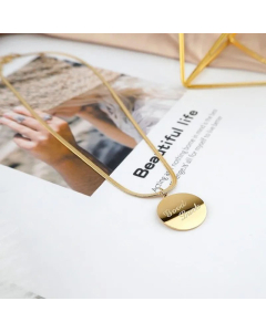 Fashion Letter Round Brand Snake Bones Chain Titanium Steel Plating Pendant Necklace CA07830604