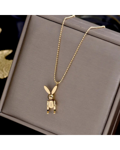 Cute Letter Rabbit Pendant Titanium Steel Plating Necklace CA07830605