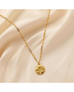 Retro Round Pendant Stainless Steel Titanium Steel Necklace CA07830610