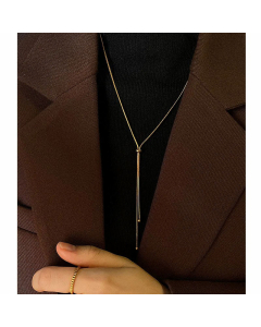 Minimalism Geometric Titanium Steel Plating Sweater Chain CA07830612