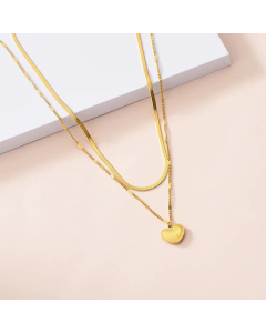 Minimalism Layered Letter Heart Shape Titanium Steel Necklaces CA07830614