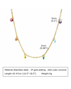 Vacation Zircon Choker Stainless Steel Plating Rhinestone Necklace CA07830615