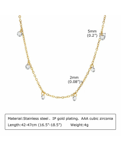 Vacation Zircon Choker Stainless Steel Plating Rhinestone Necklace CA07830615
