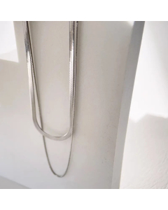 Plain Solid Color Titanium Steel Polishing Layered Snake Chain Necklaces CA07830616