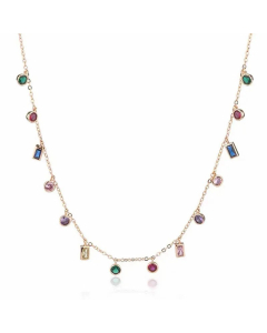 Colorful Square Rhinestone Titanium Steel Inlay Rhinestones Necklace CA07830618