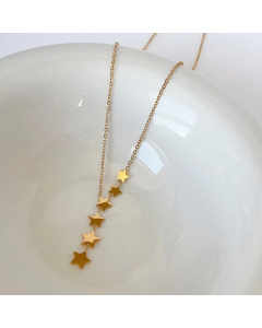 Elegant Pentagram Tassel Titanium Steel Plating Necklace CA07830620