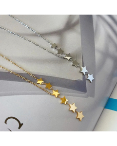 Elegant Pentagram Tassel Titanium Steel Plating Necklace CA07830620