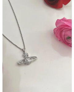 Sweet Planet Inlay Zircon Pendant Stainless Steel Plating Necklace CA07830621