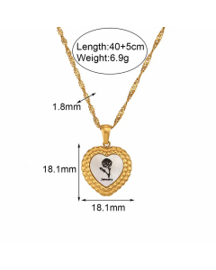 Fashion Shell Peach Heart Month Flower Pendent Stainless Steel Necklace CA07830622