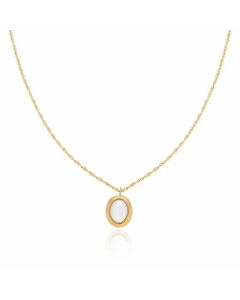 Minimalism Oval Plating Shell Pendant Titanium Steel Necklace CA07830628