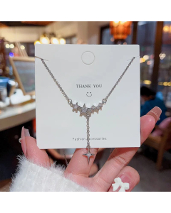 Temperament Star Inlay Zircon Pendent Titanium Steel Necklace CA07830631