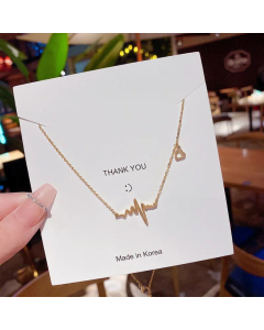Elegant Electrocardiogram Pendent Titanium Steel Plating Necklace CA07830634