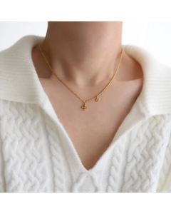 Fashion Beads Cross Plating Pendant Titanium Steel Necklace CA07830636