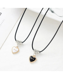 2 Pieces Romantic Heart Shape Pendant Stainless Steel Necklace CA07830643