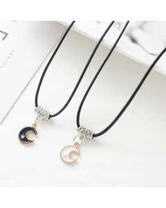 2 Pieces Couple Chain Enamel Moon Pendant Stainless Steel Necklace CA07830644