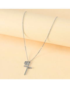 Fashion Cross Letter Heart Shape Pendant Stainless Steel Titanium Steel Polishing Necklace CA07830649
