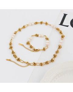 1 Piece Retro Round Stainless Steel Pearl Plating Necklace_colorza_4