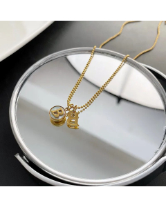 Fashion Round Letter B Titanium Steel Plating Pendant Necklace CA07830653