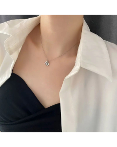 Fashion Round Letter B Titanium Steel Plating Pendant Necklace CA07830653