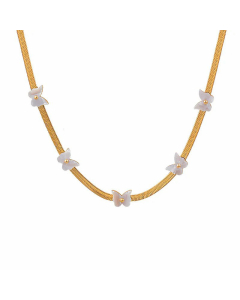Elegant Butterfly Plating Shell Choker Titanium Steel Necklace CA07830654