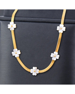 Elegant Butterfly Plating Shell Choker Titanium Steel Necklace CA07830654