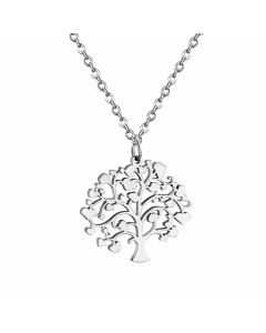 Fashion Round Tree Pendant Stainless Steel Plating Necklace CA07830655-Steel Color-01
