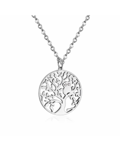 Fashion Round Tree Pendant Stainless Steel Plating Necklace CA07830655