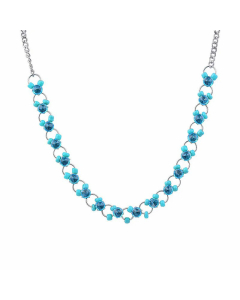 Fashion Geometric Plating Beads Zircon Titanium Steel Necklace CA07830656-Necklace-Blue