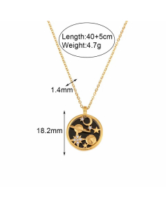 Enamel Round Star Moon Stainless Steel Inlay Rhinestones Pendant Necklace CA07830663
