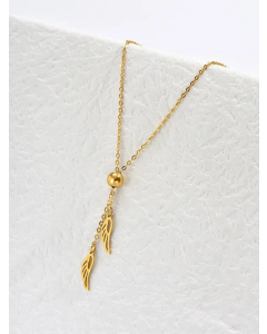 Fashion Feather Wings Pendant Stainless Steel Necklace CA07830670