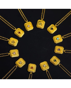 Minimalism Square Star  Plating Birthstone Zircon Titanium Steel Pendant Necklace CA07830675