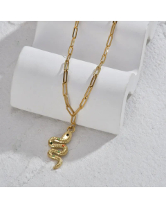 Colorful Zircon Devil's Eye Snake Stainless Steel Plating Inlay Rhinestone Pendant Necklace CA07830679