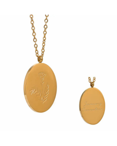 Minimalism Rose Flower Chrysanthemum Oval Pendent Titanium Steel Plating Necklace CA07830681